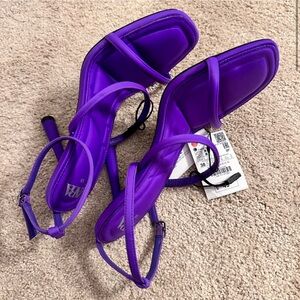ZARA Purple Padded Insole High Heel Sandal 7.5